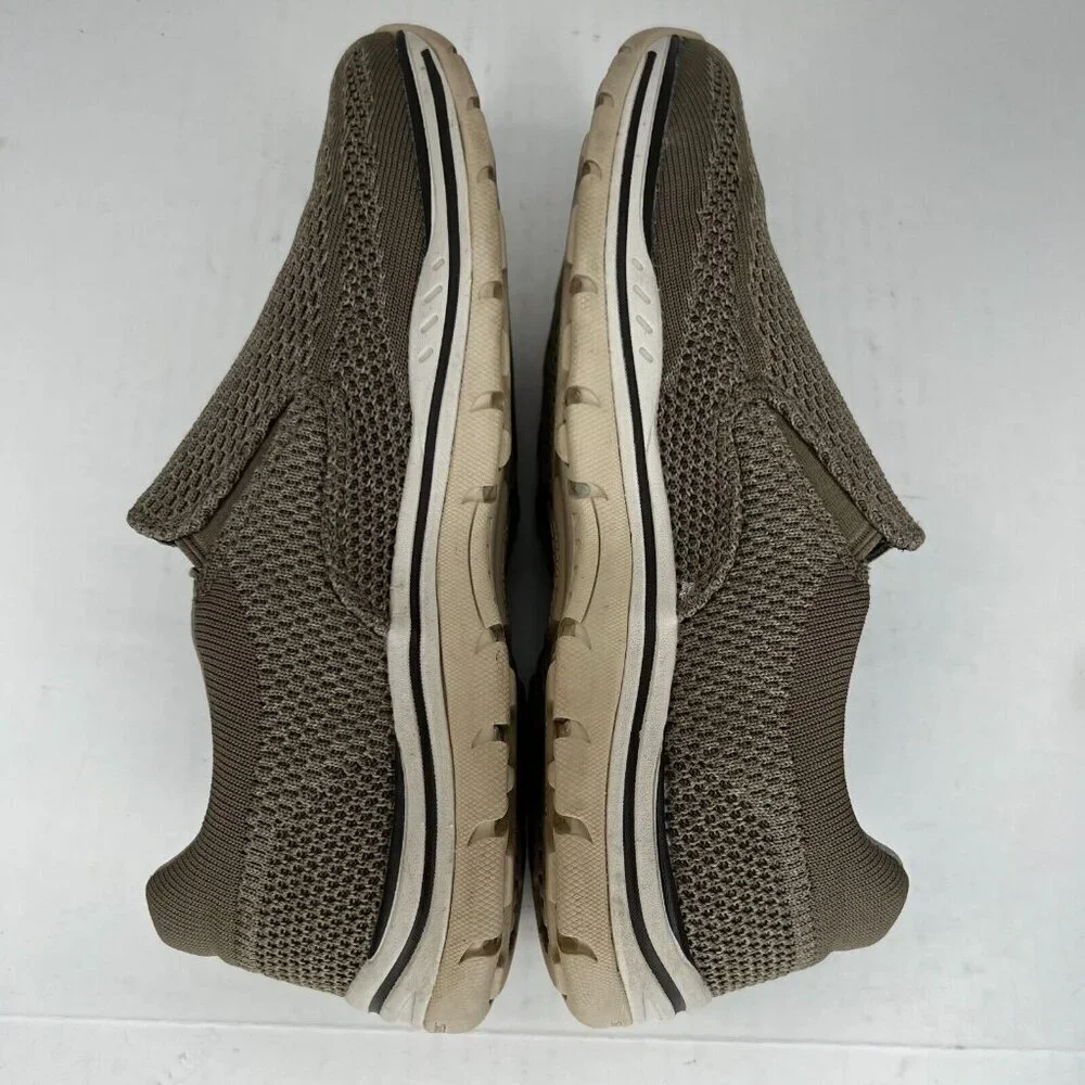 Skechers Mens 65086 Taupe Expected Gomel Relaxed Fit Mesh Size 8 Slip-On Shoes